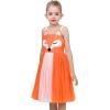 Sunny Fashion Girls Dress Cat Face Black Tower Ruffle Dancing Party Size 4-10(Orange)