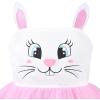 Sunny Fashion Girls Dress Cat Face Black Tower Ruffle Dancing Party Size 4-10(Pink Bunny)