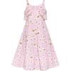 Sunny Fashion Girls Dress Chiffon Suspender Yellow Floral Ruffle Sleeveless(Pink Flower)