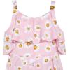 Sunny Fashion Girls Dress Chiffon Suspender Yellow Floral Ruffle Sleeveless(Pink Flower)