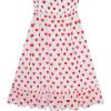 Sunny Fashion Girls Dress Chiffon Suspender Yellow Floral Ruffle Sleeveless(Red Heart)