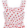 Sunny Fashion Girls Dress Chiffon Suspender Yellow Floral Ruffle Sleeveless(Red Heart)