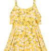 Sunny Fashion Girls Dress Chiffon Suspender Yellow Floral Ruffle Sleeveless(Yellow Flower)