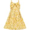 Sunny Fashion Girls Dress Chiffon Suspender Yellow Floral Ruffle Sleeveless(Yellow Flower)