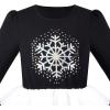 Sunny Fashion Girls Dress Christmas Santa Hat Long Sleeve Party Dress Size 6-12(Black Snowflake)