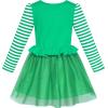 Sunny Fashion Girls Dress Christmas Santa Hat Long Sleeve Party Dress Size 6-12(Green Reindeer)