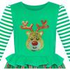 Sunny Fashion Girls Dress Christmas Santa Hat Long Sleeve Party Dress Size 6-12(Green Reindeer)