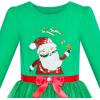 Sunny Fashion Girls Dress Christmas Santa Hat Long Sleeve Party Dress Size 6-12(Green Santa)