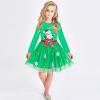 Sunny Fashion Girls Dress Christmas Santa Hat Long Sleeve Party Dress Size 6-12(Green Santa)