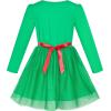 Sunny Fashion Girls Dress Christmas Santa Hat Long Sleeve Party Dress Size 6-12(Green Santa)