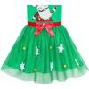 Sunny Fashion Girls Dress Christmas Santa Hat Long Sleeve Party Dress Size 6-12(Green Santa)