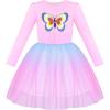 Sunny Fashion Girls Dress Christmas Santa Hat Long Sleeve Party Dress Size 6-12(Pink Butterfly)