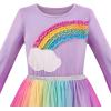 Sunny Fashion Girls Dress Christmas Santa Hat Long Sleeve Party Dress Size 6-12(Purple Rainbow Long)