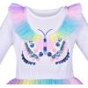 Sunny Fashion Girls Dress Christmas Santa Hat Long Sleeve Party Dress Size 6-12(Rainbow Butterfly)