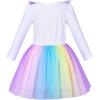 Sunny Fashion Girls Dress Christmas Santa Hat Long Sleeve Party Dress Size 6-12(Rainbow Butterfly)