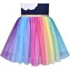 Sunny Fashion Girls Dress Christmas Santa Hat Long Sleeve Party Dress Size 6-12(Rainbow Cloud)