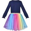 Sunny Fashion Girls Dress Christmas Santa Hat Long Sleeve Party Dress Size 6-12(Rainbow Cloud)
