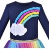 Sunny Fashion Girls Dress Christmas Santa Hat Long Sleeve Party Dress Size 6-12(Rainbow Cloud)