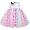 Sunny Fashion Girls Dress Christmas Santa Hat Long Sleeve Party Dress Size 6-12(Rainbow Flowers)