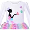 Sunny Fashion Girls Dress Christmas Santa Hat Long Sleeve Party Dress Size 6-12(Rainbow Flowers)