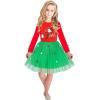 Sunny Fashion Girls Dress Christmas Santa Hat Long Sleeve Party Dress Size 6-12(Red)