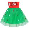 Sunny Fashion Girls Dress Christmas Santa Hat Long Sleeve Party Dress Size 6-12(Red)