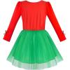 Sunny Fashion Girls Dress Christmas Santa Hat Long Sleeve Party Dress Size 6-12(Red)
