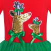 Sunny Fashion Girls Dress Christmas Santa Hat Long Sleeve Party Dress Size 6-12(Red Green Reindeer)