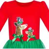 Sunny Fashion Girls Dress Christmas Santa Hat Long Sleeve Party Dress Size 6-12(Red Green Reindeer)
