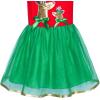 Sunny Fashion Girls Dress Christmas Santa Hat Long Sleeve Party Dress Size 6-12(Red Green Reindeer)