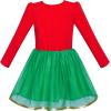 Sunny Fashion Girls Dress Christmas Santa Hat Long Sleeve Party Dress Size 6-12(Red Green Reindeer)