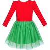 Sunny Fashion Girls Dress Christmas Santa Hat Long Sleeve Party Dress Size 6-12(Red Green Reindeer Star)
