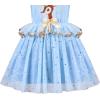 Sunny Fashion Girls Dress Christmas Santa Hat Long Sleeve Party Dress Size 6-12(Sky Blue)