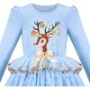 Sunny Fashion Girls Dress Christmas Santa Hat Long Sleeve Party Dress Size 6-12(Sky Blue)