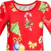 Sunny Fashion Girls Dress Christmas Tree Xmas Stockings Holiday Size 4-10(Red)
