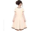 Sunny Fashion Girls Dress Colorful Striped Knitted Cotton Stretch School(Beige Cup Cake)