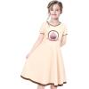 Sunny Fashion Girls Dress Colorful Striped Knitted Cotton Stretch School(Beige Cup Cake)