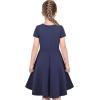Sunny Fashion Girls Dress Colorful Striped Knitted Cotton Stretch School(Blue American Flag)