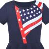 Sunny Fashion Girls Dress Colorful Striped Knitted Cotton Stretch School(Blue American Flag)