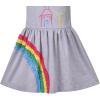 Sunny Fashion Girls Dress Colorful Striped Knitted Cotton Stretch School(Gray)
