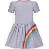 Sunny Fashion Girls Dress Colorful Striped Knitted Cotton Stretch School(Gray)