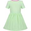Sunny Fashion Girls Dress Colorful Striped Knitted Cotton Stretch School(Green Watermelon)