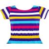 Sunny Fashion Girls Dress Colorful Striped Knitted Cotton Stretch School(Multi-color)