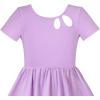 Sunny Fashion Girls Dress Colorful Striped Knitted Cotton Stretch School(Purple)