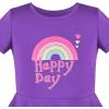 Sunny Fashion Girls Dress Colorful Striped Knitted Cotton Stretch School(Purple Rainbow)