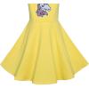 Sunny Fashion Girls Dress Colorful Striped Knitted Cotton Stretch School(Yellow Unicorn)