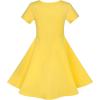 Sunny Fashion Girls Dress Colorful Striped Knitted Cotton Stretch School(Yellow Unicorn)