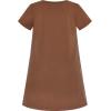Sunny Fashion Girls Dress Cotton Casual Star Embroidered Violet Red Size 3-7(Brown)
