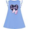 Sunny Fashion Girls Dress Cotton Casual Star Embroidered Violet Red Size 3-7(Sky Blue)