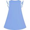Sunny Fashion Girls Dress Cotton Casual Star Embroidered Violet Red Size 3-7(Sky Blue)